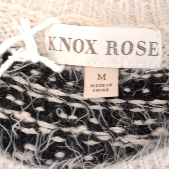 Knox Rose Fuzzy Sweater, Women, South West Knit, Round Neck, Knit, Black/Cream,M - Picture 10 of 14